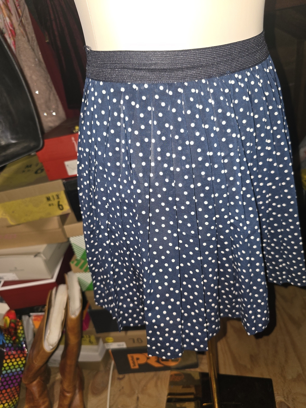 H&M Navy Blue Polka Dot Skater Skirt